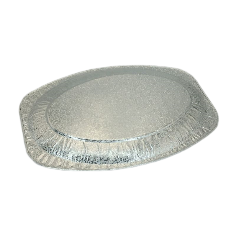 Plat de poisson jetable ovale moyen de papier d'aluminium de casseroles de papier d'aluminium