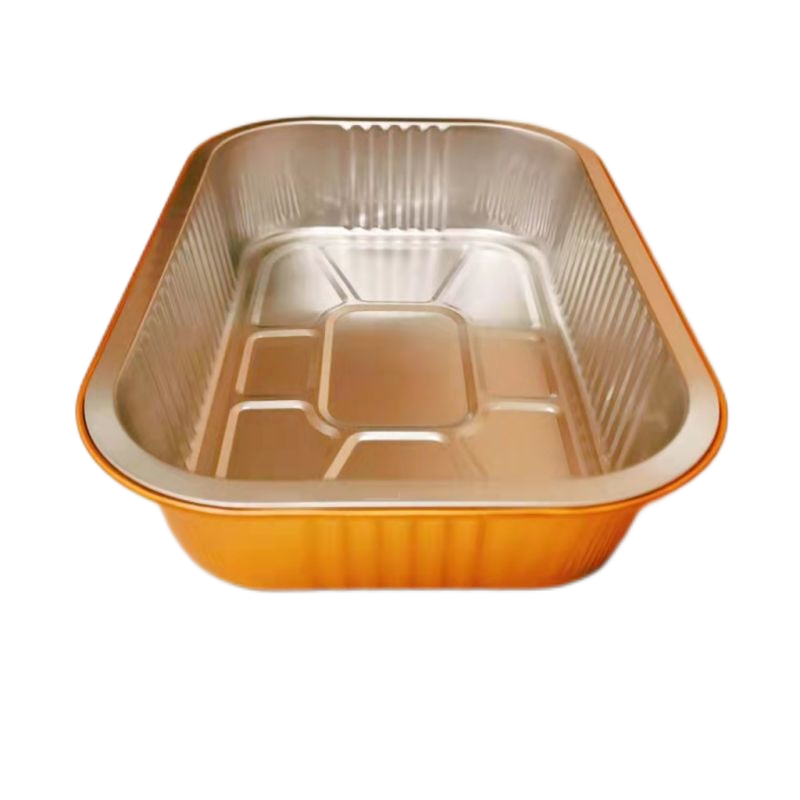 casserole à emporter jetable de couverts en aluminium scellables de l'or 1050ml