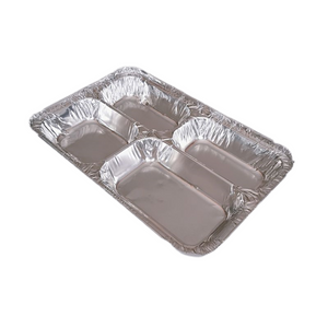 Poêle rectangulaire en papier d'aluminium de qualité alimentaire à quatre grilles de 820 ml