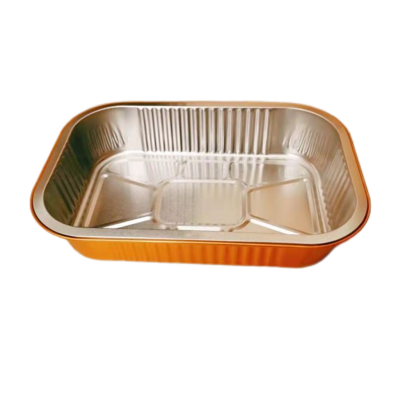 casserole à emporter jetable de couverts en aluminium scellables de l'or 1050ml