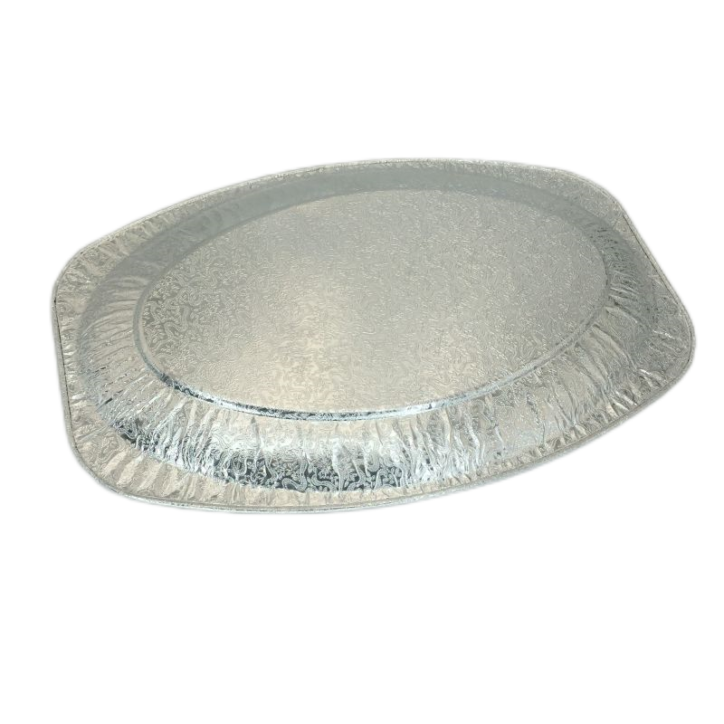 Plat de poisson jetable ovale moyen de papier d'aluminium de casseroles de papier d'aluminium