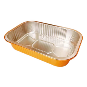 casserole à emporter jetable de couverts en aluminium scellables de l'or 1050ml