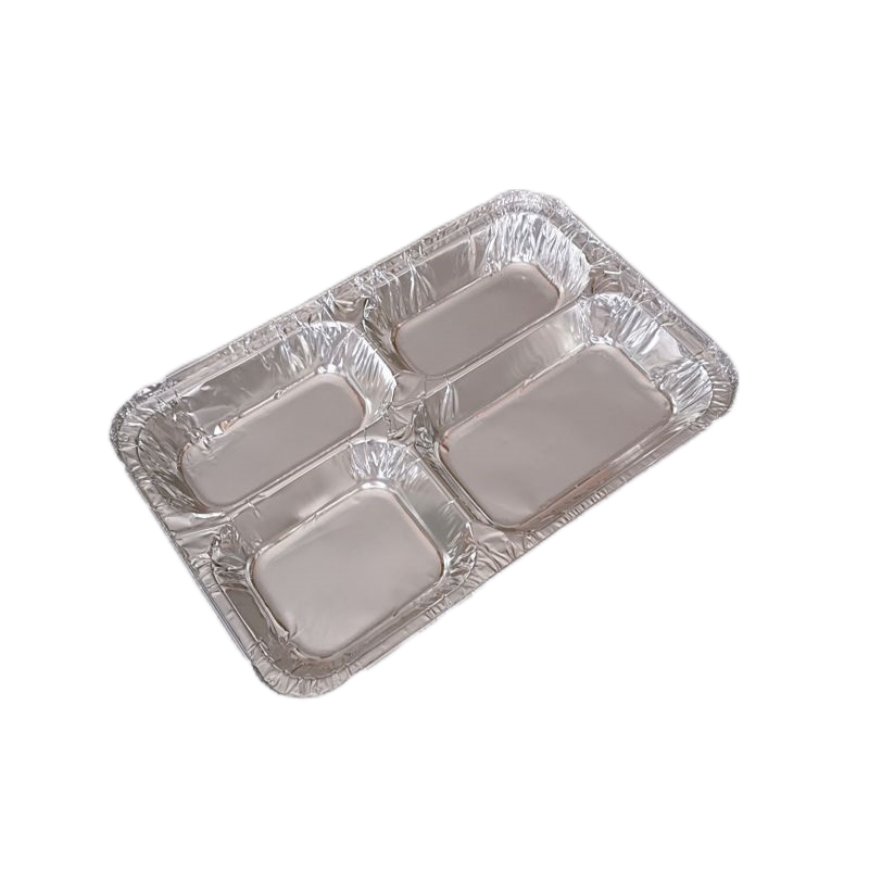 Poêle rectangulaire en papier d'aluminium de qualité alimentaire à quatre grilles de 820 ml