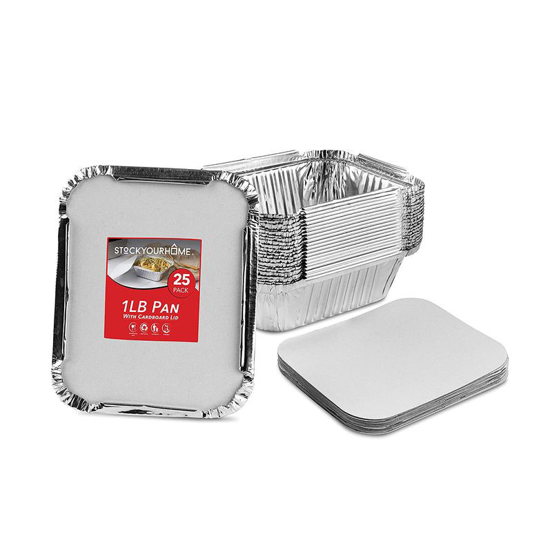 Approfondir le récipient alimentaire rectangulaire avec couvercle en aluminium