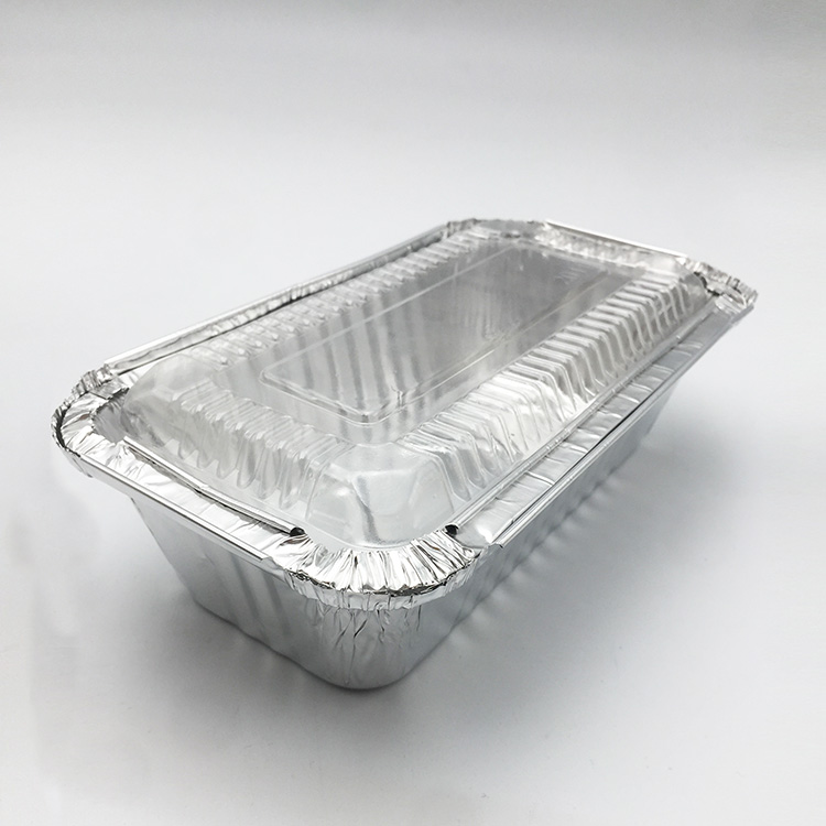 Boîte à lunch rectangulaire en papier d'aluminium avec couvercle pour la cuisson et le barbecue