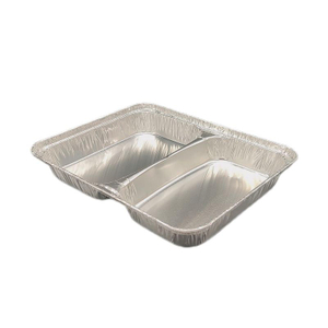 2 compartiments en aluminium en aluminium riz et assiette divisée en légumes
