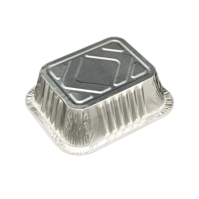 Plateau alimentaire rectangulaire en papier d'aluminium de 500 ml