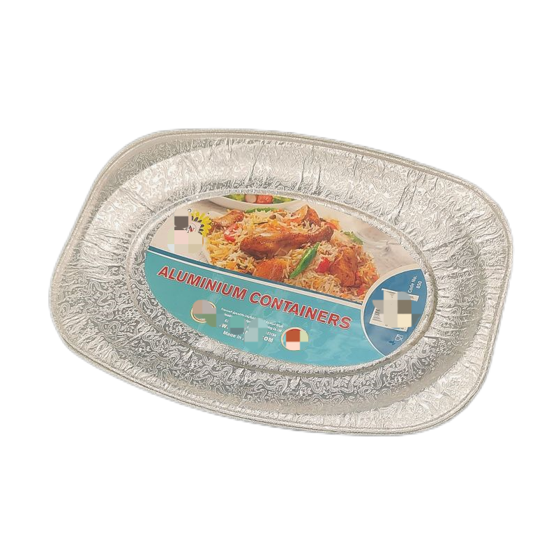 Pan de poisson en aluminium en aluminium en relief ovale jetable