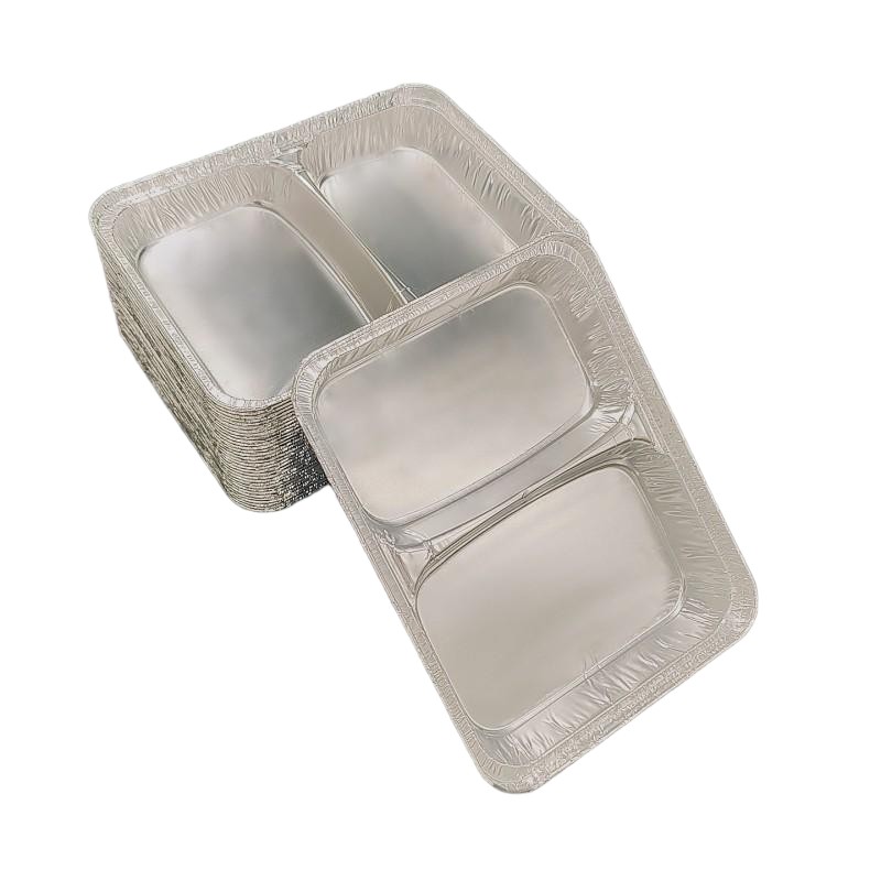 2 compartiments en aluminium en aluminium riz et assiette divisée en légumes