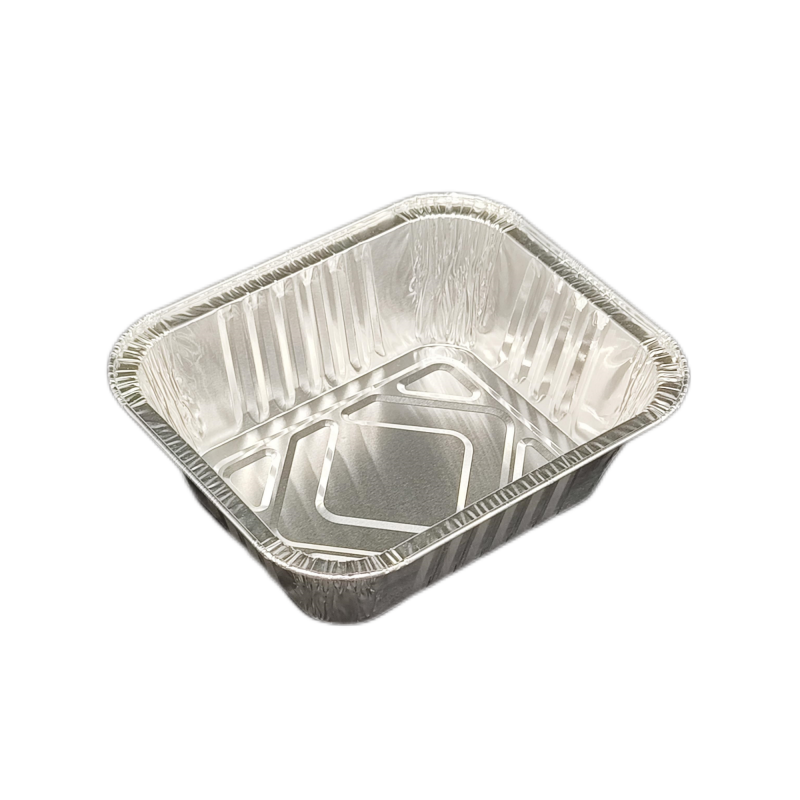 Plateau alimentaire rectangulaire en papier d'aluminium de 500 ml