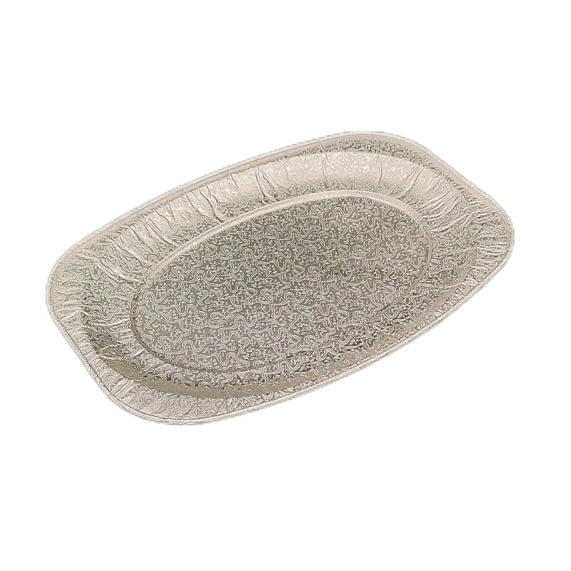 Pan de poisson en aluminium en aluminium en relief ovale jetable
