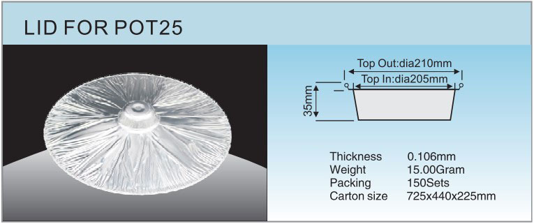 Couvercle pour la sp&eacute;cification POT25