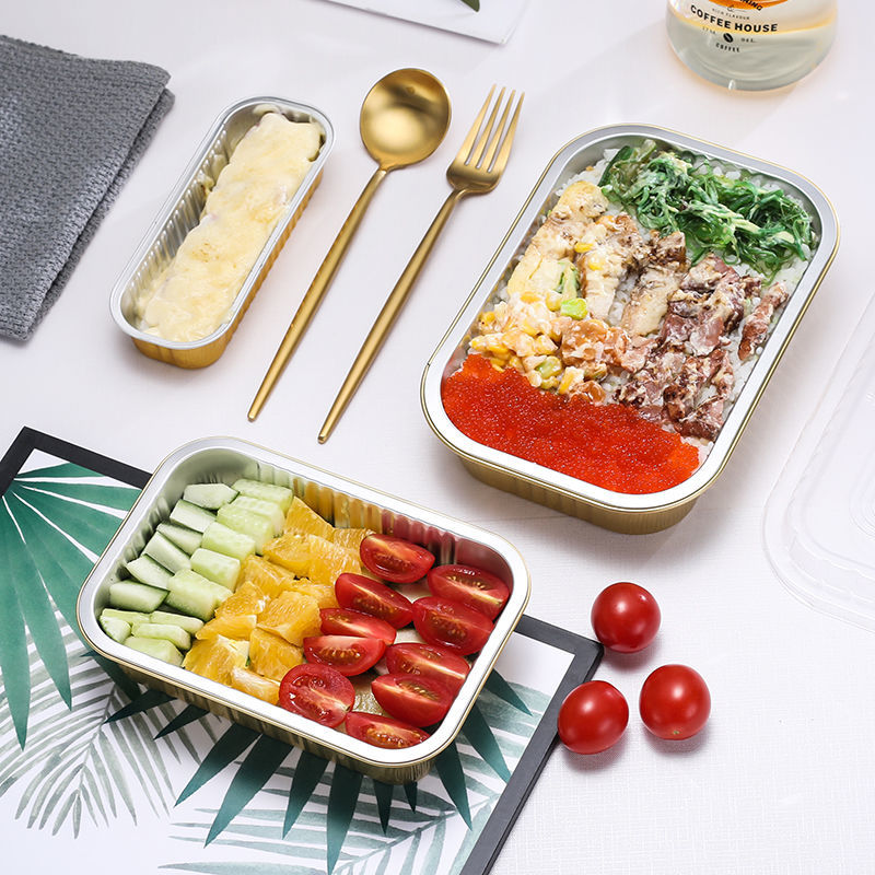 casserole à emporter jetable de couverts en aluminium scellables de l'or 1050ml