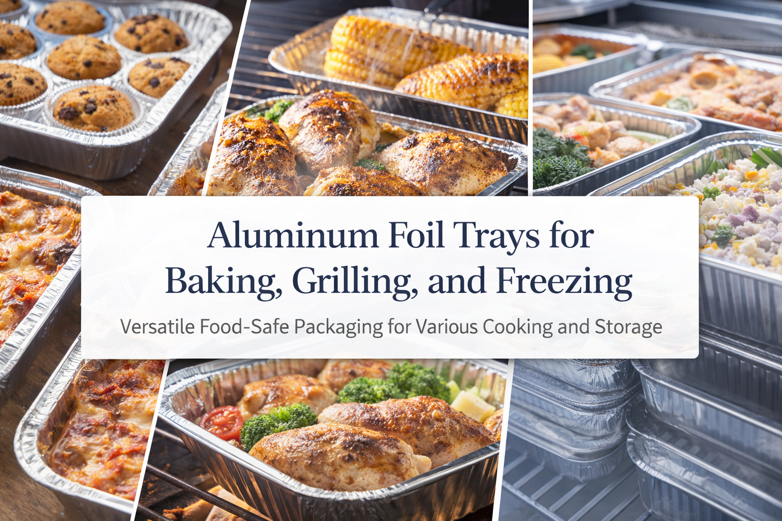 Plateaux en papier d'aluminium pour la cuisson, les grillades et la congélation