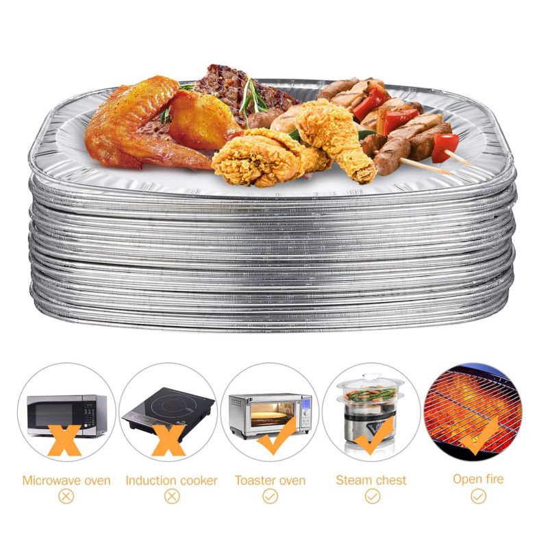 Pan de poisson en aluminium en aluminium en relief ovale jetable