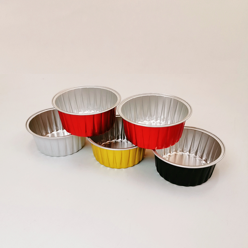 Petites tasses de cuisson en aluminium scellables dorées avec couvercle en plastique