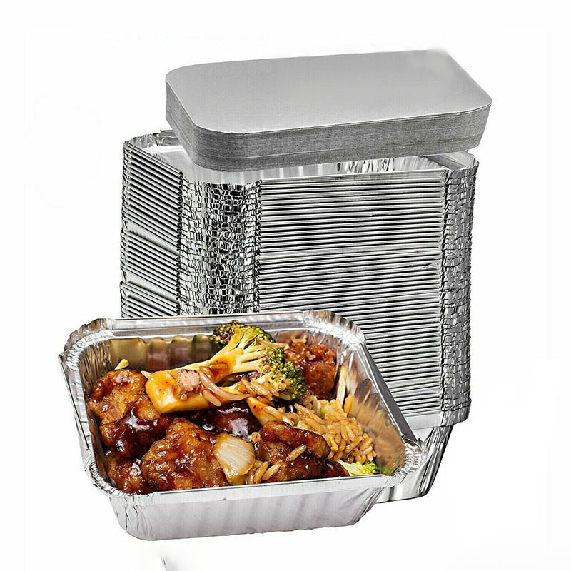 Pas de cuisson en papier d'aluminium 650 ml avec couvercles en carton
