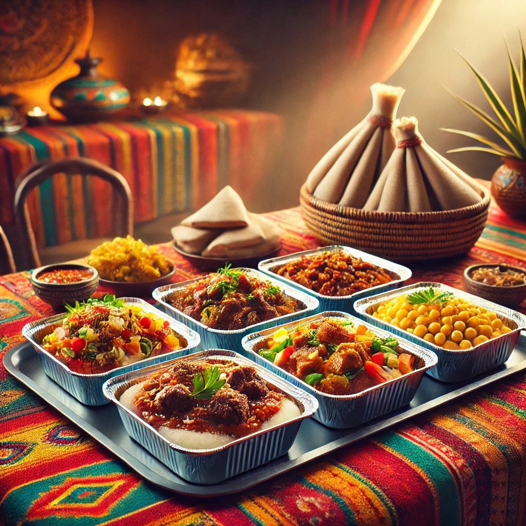 Plats &eacute;thiopiens contenants en aluminium