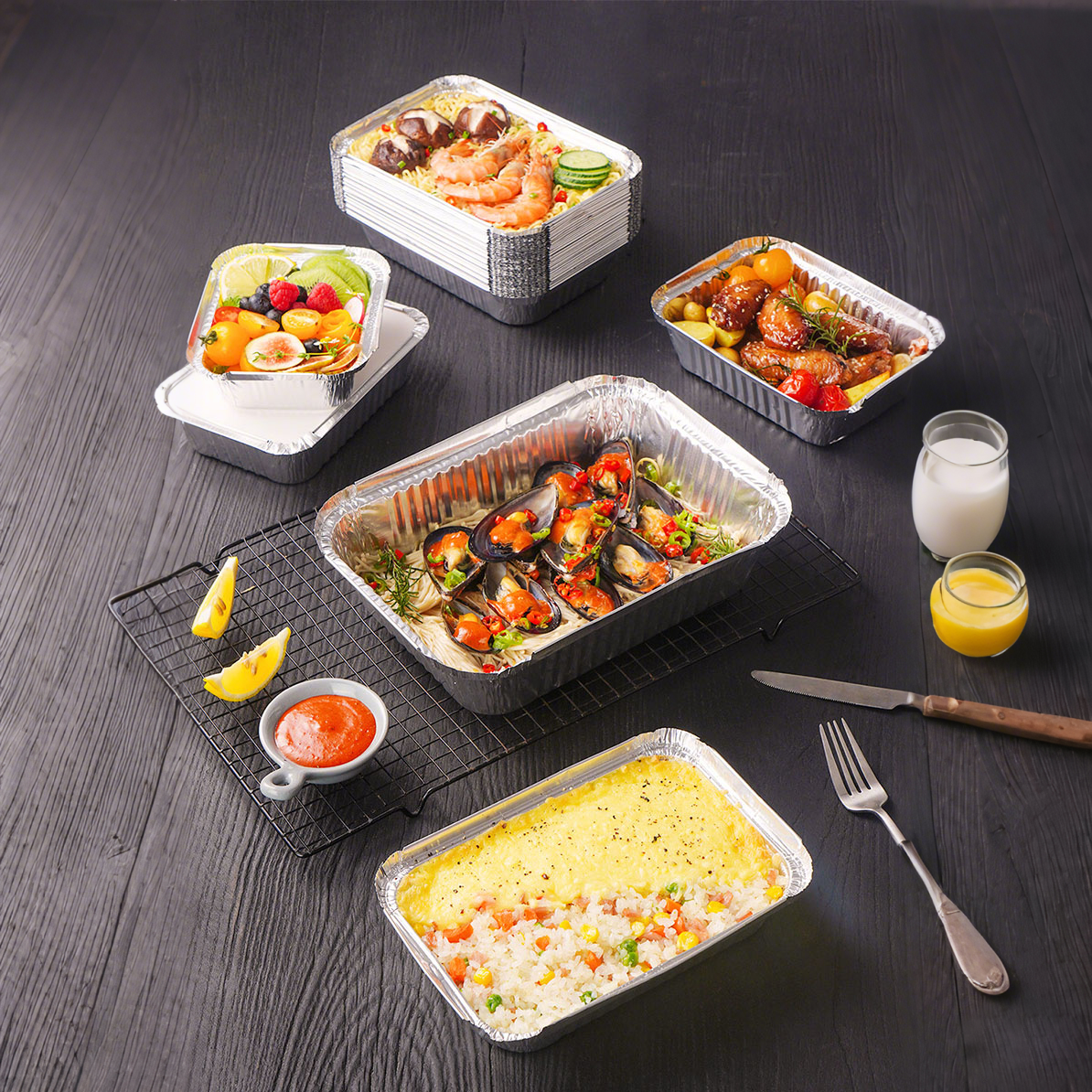 r&eacute;cipient en papier d'aluminium